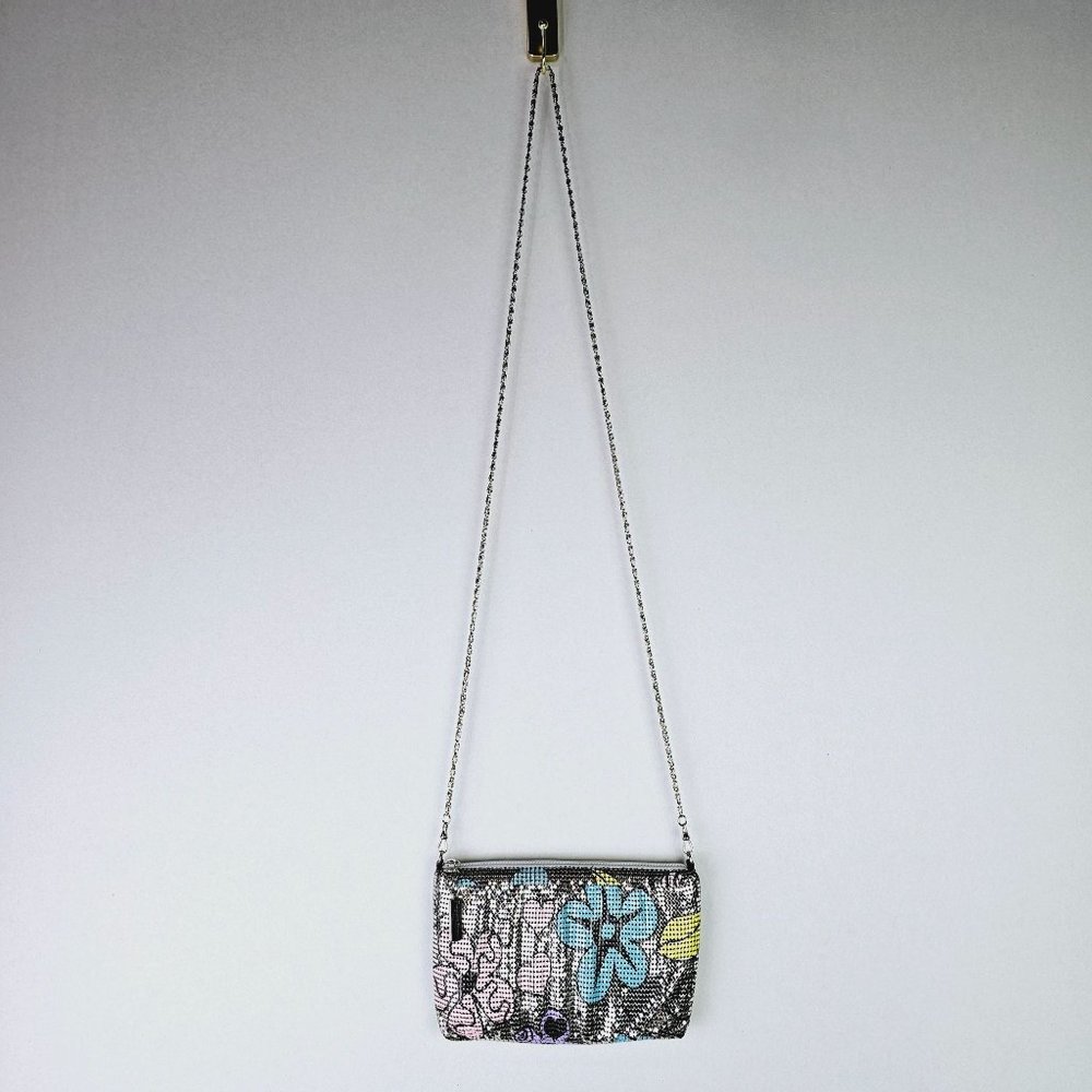 Whiting and Davis Floral Heart Design Reflecting Metal Mesh Convertible Bag NWOT - Picture 3 of 8